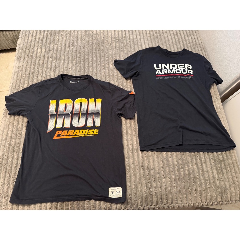 Under Armour Project Rock Iron Paradise & Performance Apparel T-Shirt Bundle L
